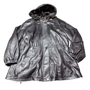 VTG Bromley Northern Glades Soft Leather Jacket Women XL‎ Black W Zip Out Lining